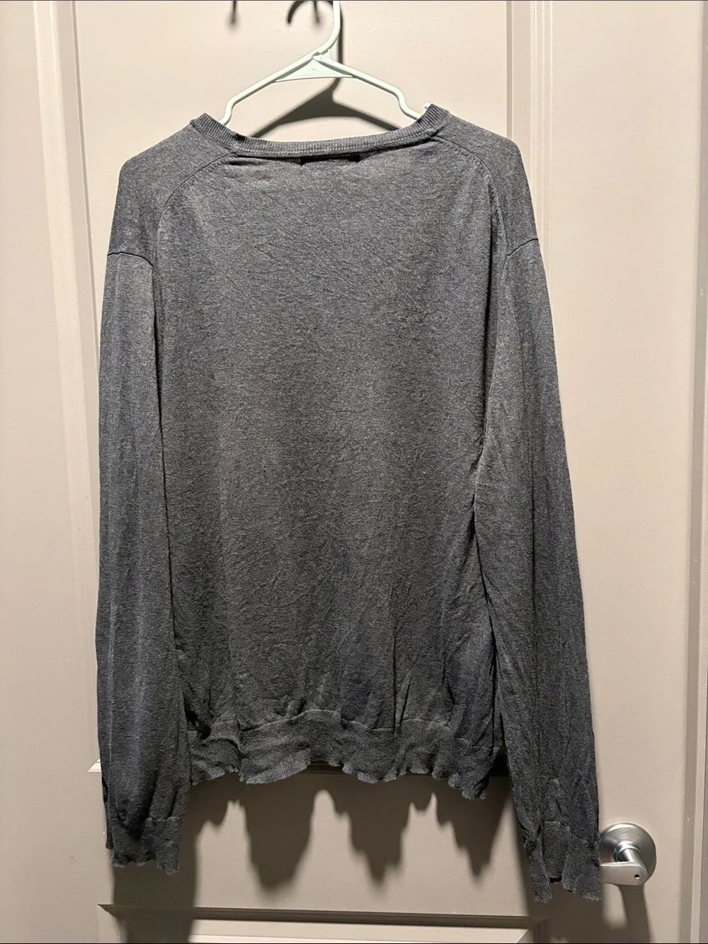 Banana Republic Silk Cotton Cashmere V-Neck Sweater XL Gray Quiet Luxury